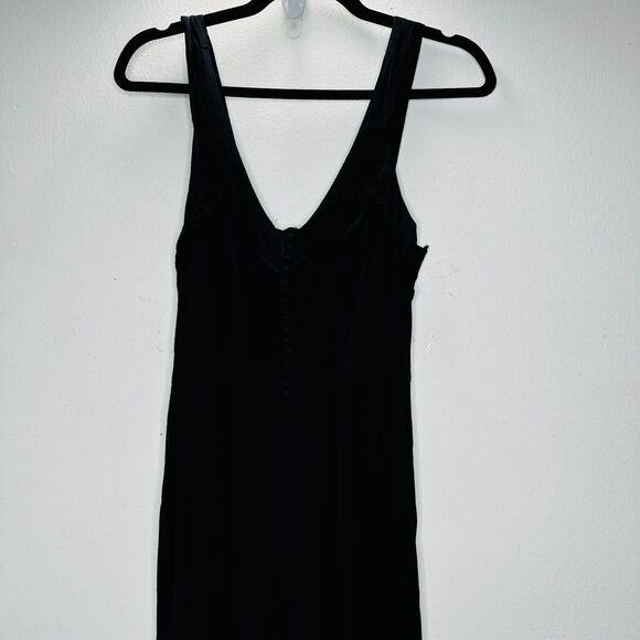 Taylor & Sage Black Semi-Sheer V Neck Button & Loop Front Wide Leg Jumpsuit S - Picture 5 of 16